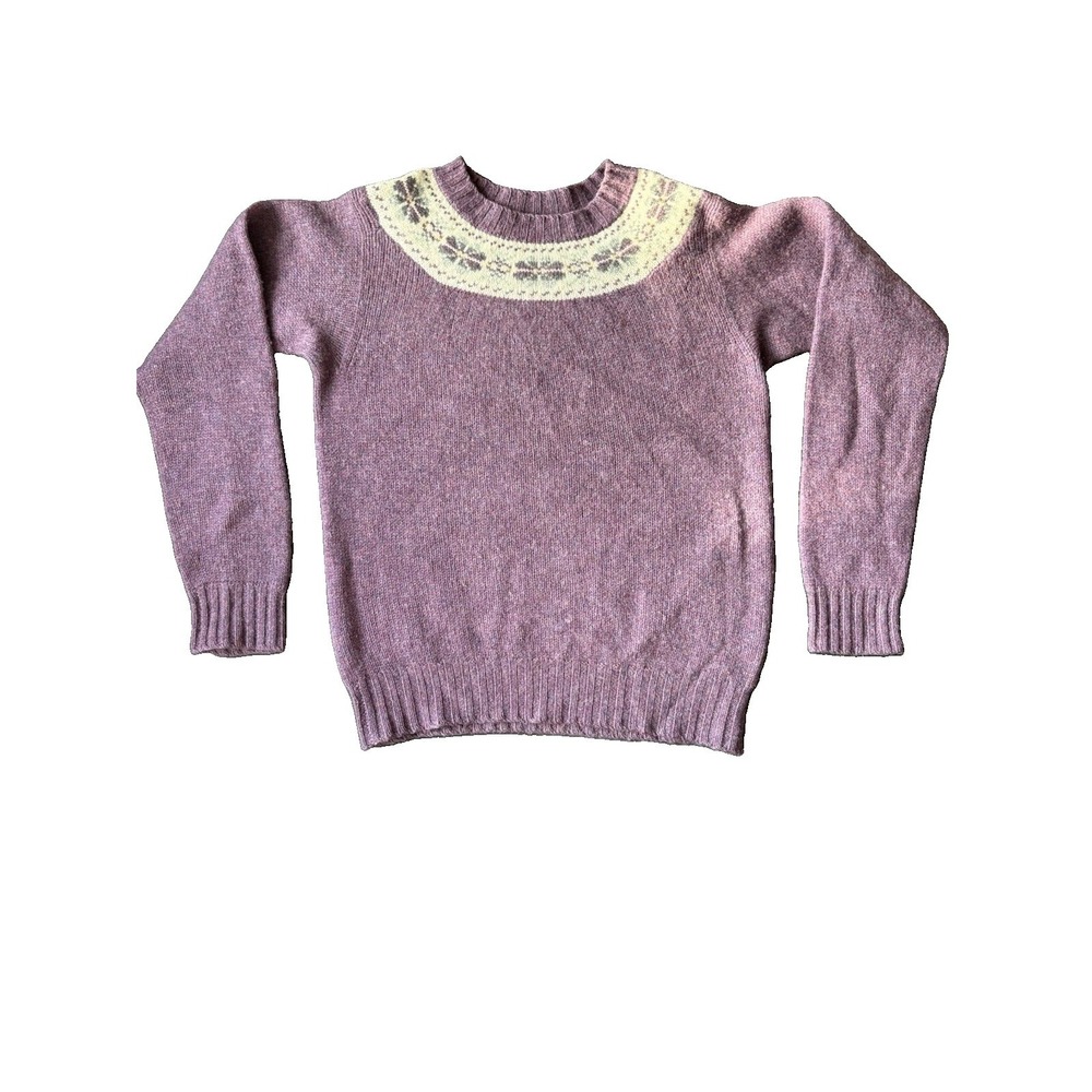 Vintage 80's/90's Lands' End 100% Cashmere Fair Isle Yoke Sweater